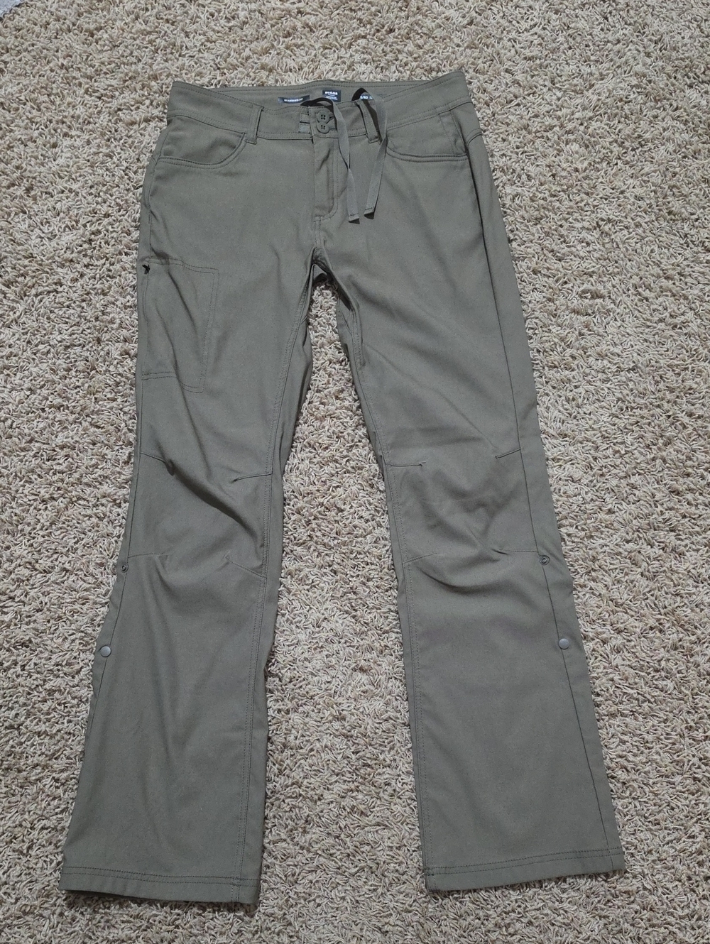 prAna Convertible Hiking Pants Mid Rise Roll Up Utility Size 8 Olive Green